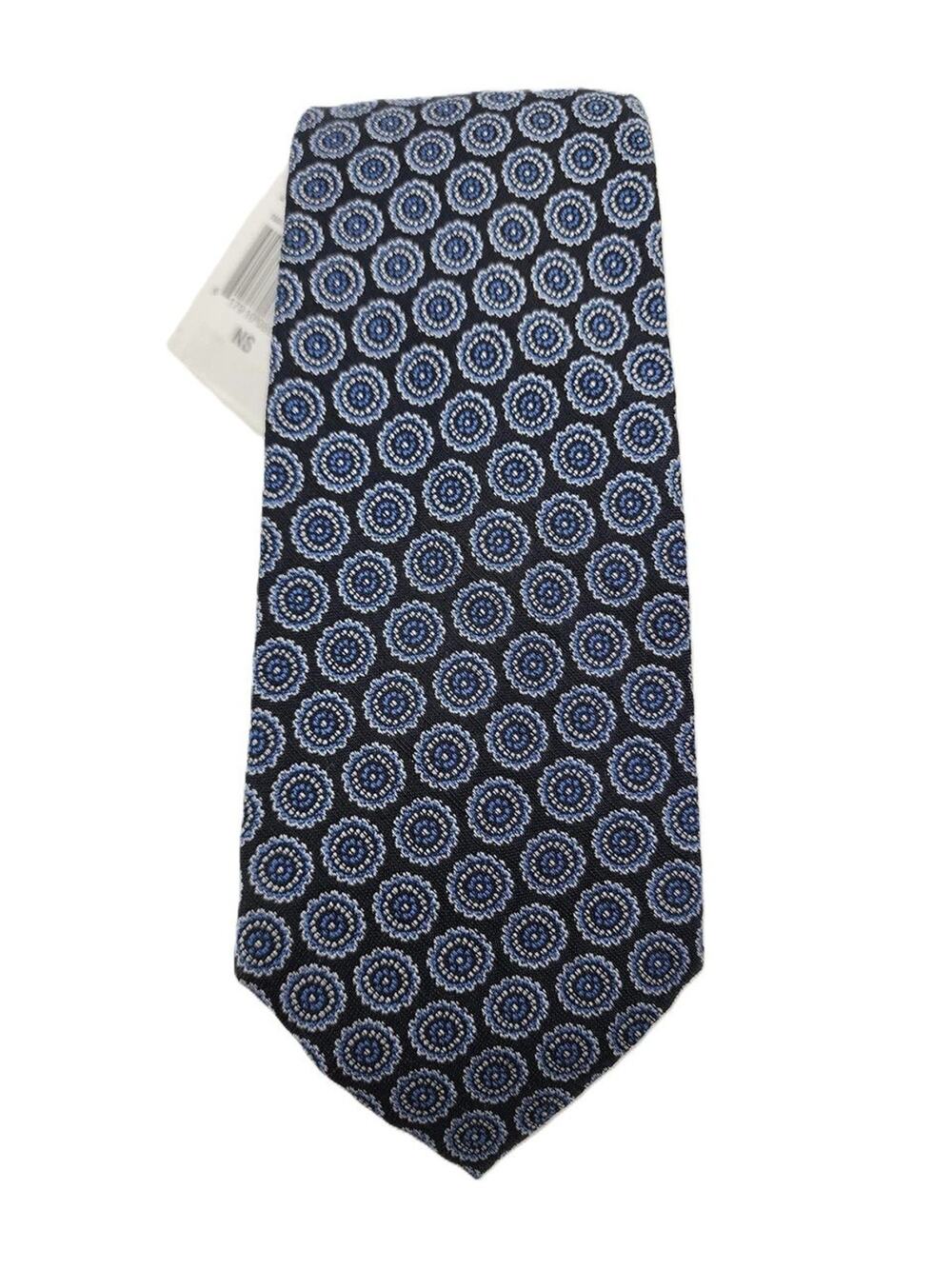 The Mens Store Silk & Linen 3.25" x 58" Classic Neck Tie Navy Floral Medallion